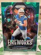 2022 Prizm Justin Herbert Fireworks Green Cracked Ice Holo Exclusive Chargers