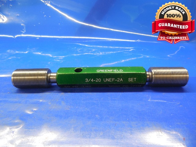 3 4 20 UNEF 2A SET THREAD PLUG GAGE 75 GO NO GO P D S 7162 7118 