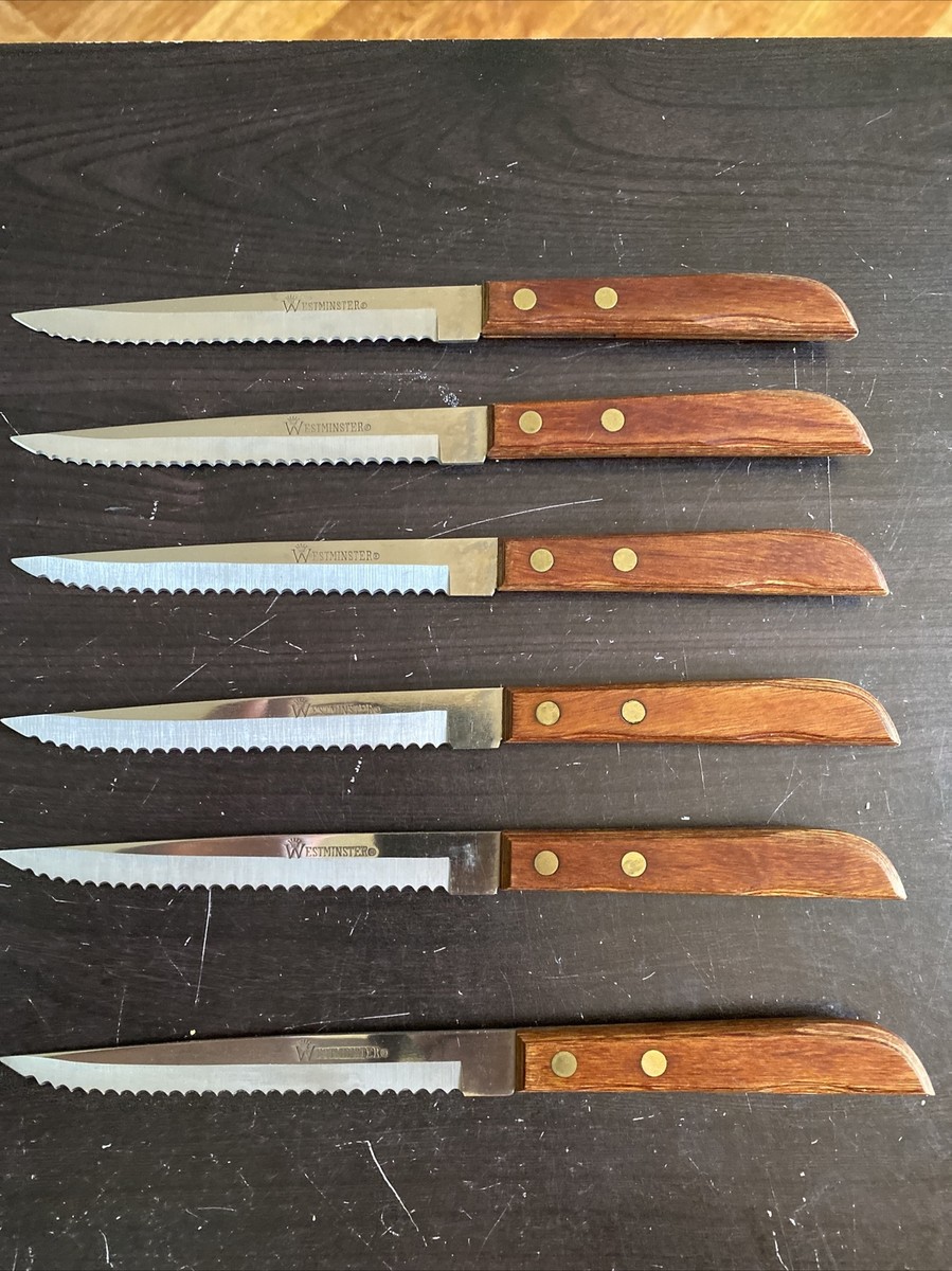 Vintage Lot Set 6 Westminster Steak Knife Set Knives Complete