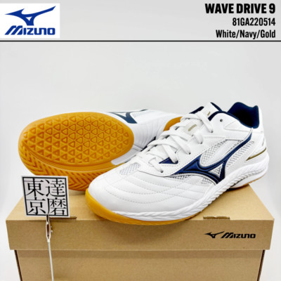 Mizuno WAVE DRIVE 9 White Navy Gold 81GA220514 Unisex Table Tennis Shoes Japan