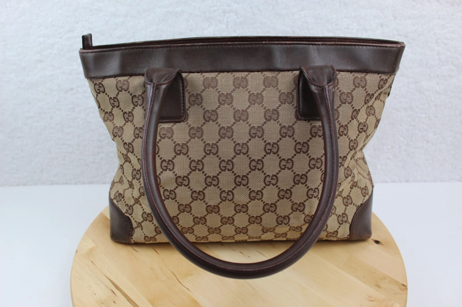 Sac à main fourre tout Gucci GG monogramme toile fermeture éclair moyenne marron poignée supérieure sac à bandoulière