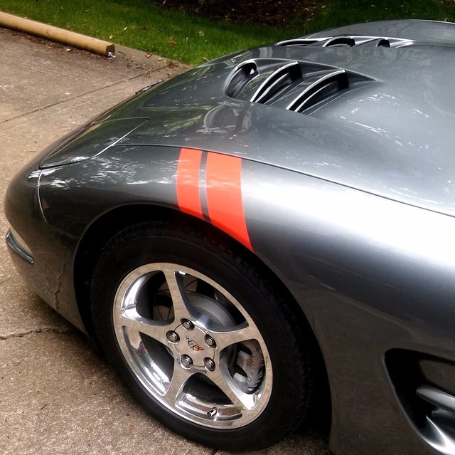 2"&3" Red Gloss Vinyl FENDER RACING STRIPES Driver Side (Fits Chevy