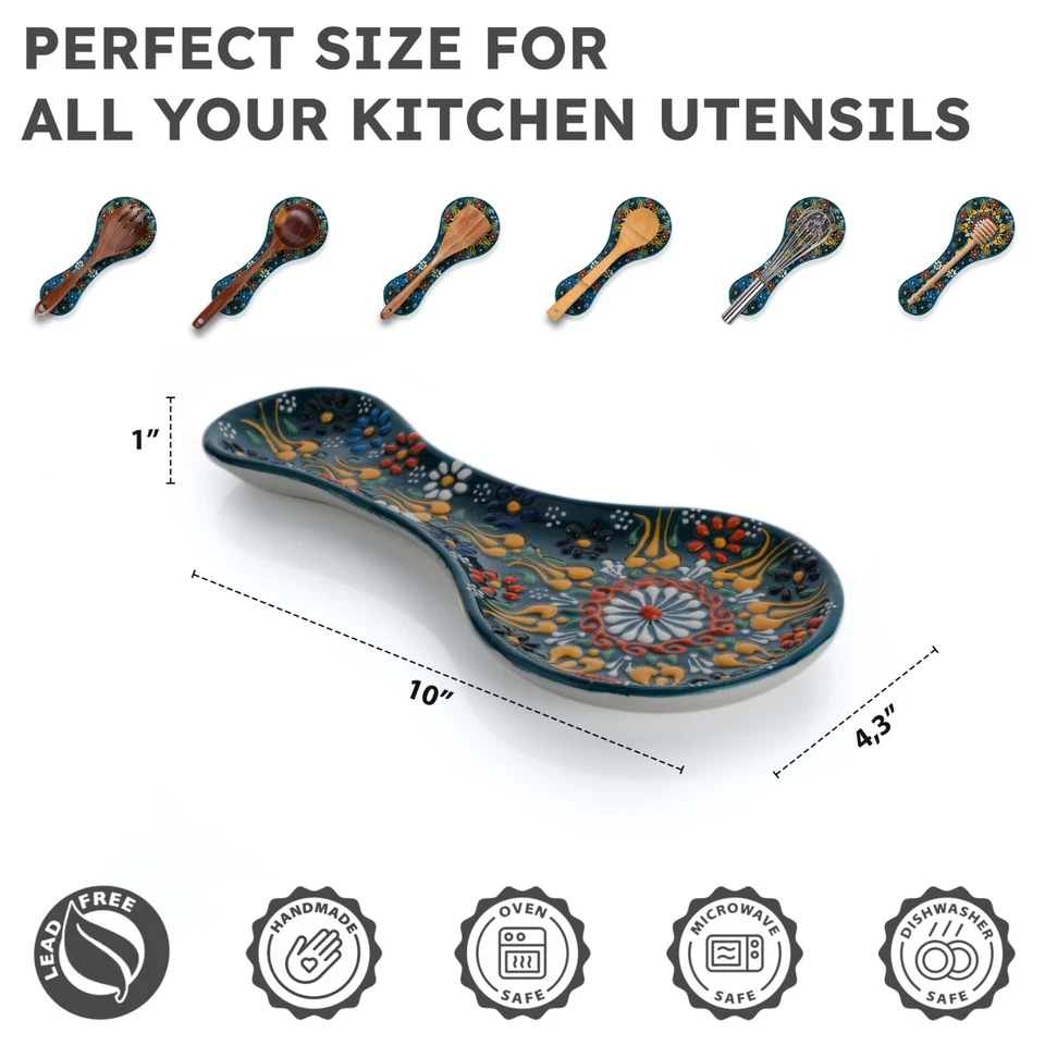 Handmade Ceramic Spoon Rest, Traditional Spoon Holder for Stove Top, Spoon Rests - Image 2 of 4