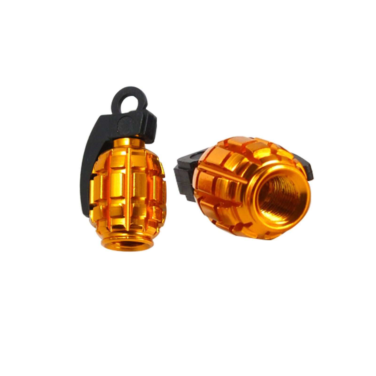4x Tire Tyre Valve Stem Cap Gold Grenade Bomb Air Dust Cover Caps