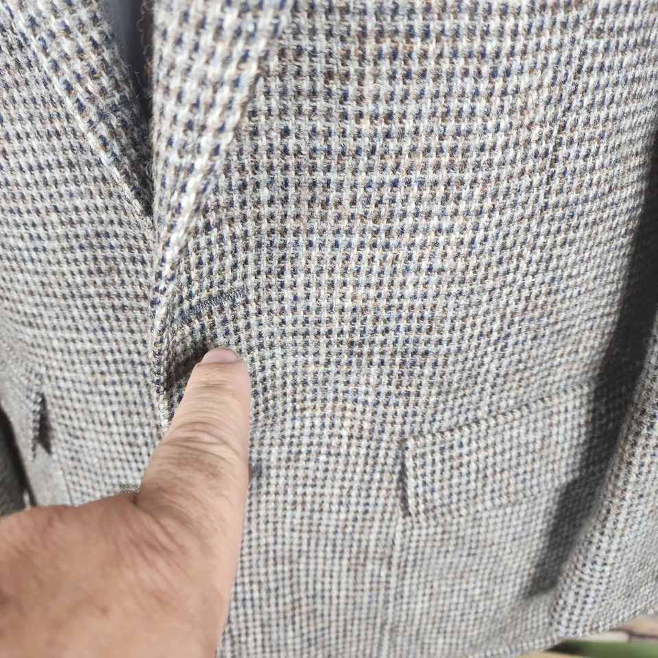 Jaqueta Harris Tweed Sport Coat Masculina 38R Multicolorida Xadrez Sem Marca - Imagem 4 de 4