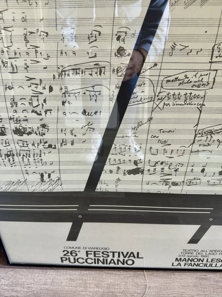 Póster de ópera italiana 26º Festival Pucciniano 1980 enmarcado de colección Torre del Lago Foto 2 de 4
