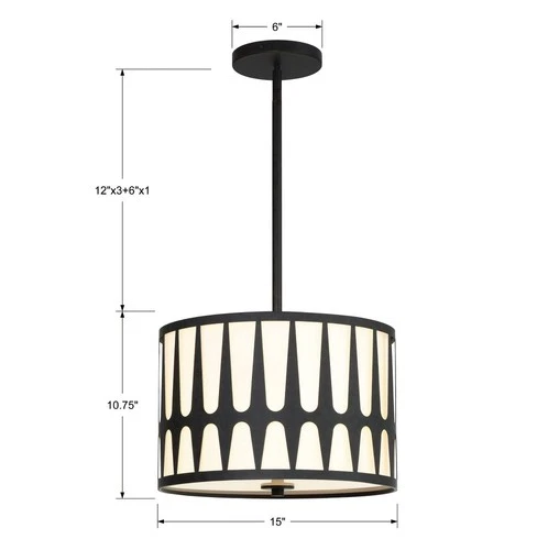 Crystorama Lighting - Royston - 3 Light Pendant In Modern and Contemporary - Picture 2 of 4