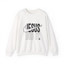 Jesus Did It crewneck  Christian faith sweatshirt, cross swoosh logo