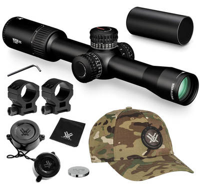Vortex Optics Viper PST GII 2-10x32 EBR-4 MOA Riflescope w/ Rings and Hat Bundle