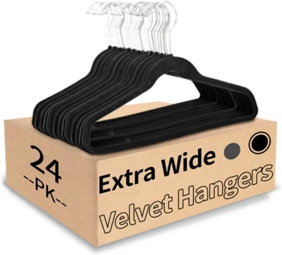 21" Extra Wide Hangers, 24-Pack Velvet Wide Hanger for plus Size Clothes, Extra