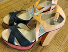 Jimmy Choo Tricolor Cross Block Heel Sandals Size 36