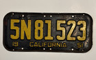 1951 California License Plate — photo 1