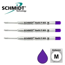 Pk/3 Schmidt P900 Parker-Style Ballpoint Refills, Purple, Medium