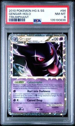 2010 POKEMON HEARTGOLD & SOULSILVER TRIUMPHANT #94 GENGAR-HOLO PSA 8