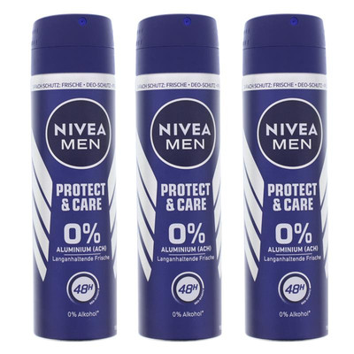 3x NIVEA MEN Protect & Care Deo Spray je 150ml ohne Aluminium 48H Schutz&Frische