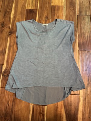 Trace Women s Gray XL Sleeveless Blouse Top Unique Boutique Style Sheer Back EUC