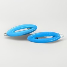 Vintage 1960s Hair Clip Barrette Light Blue Plastic Pair Set Metal Hairclip
