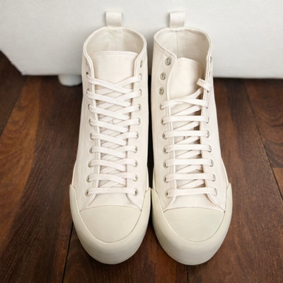 Jil Sander Canvas High Top Sneakers EU40 US7 Off White Cream Vulcanised Sole Lux