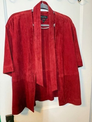 Womens Massimo Dutti red, suede, short sleeve open jacket size small (S) - NWOT