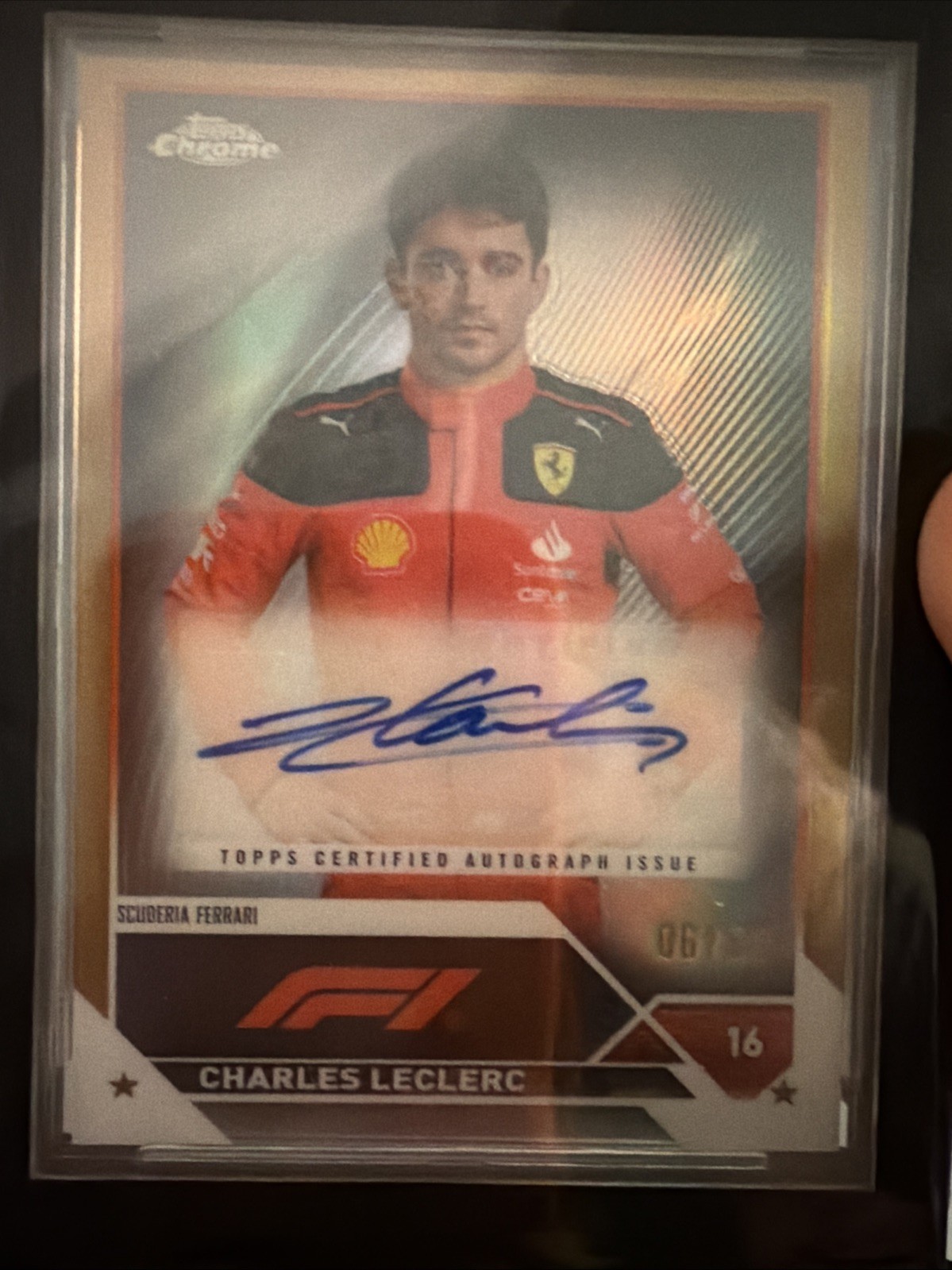 2023 Topps Chrome Formula 1 - Charles Leclerc #CAC-CL TRUE Gold /50 Auto PSA 10 view 2