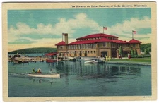 Lake Geneva Riviera Pavilion Ballroom Music Venue Wisconsin Linen Postcard 1950