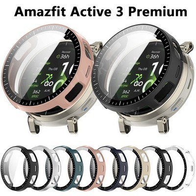 PC Case + Glass For Amazfit Active 3 Screen Protector Bumper Protective Cover
