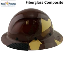 DAX Fiberglass Composite Full Brim Lift Safety Hard Hat 50/50 Desert Camo Tan