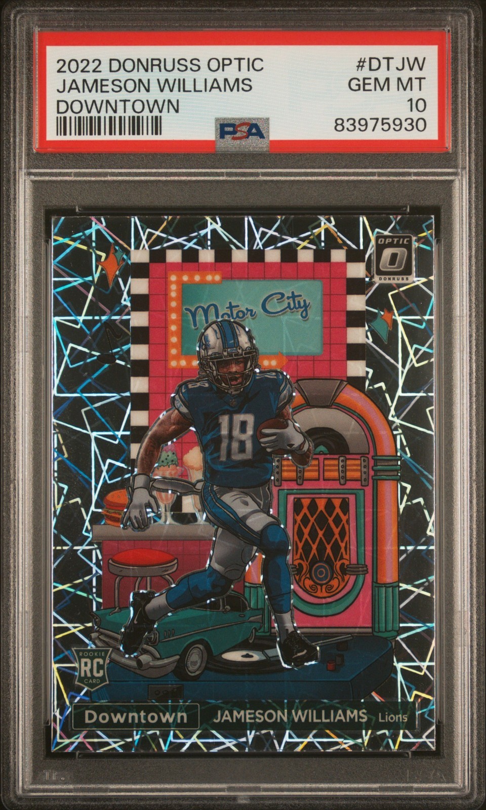 2022 Panini Donruss Optic Jameson Williams Downtown PSA 10