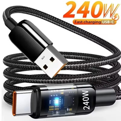 Braided USB to Type-C Fast Charging Data SYNC Cable 240W Charging 3FT, 5FT, 6FT 