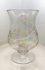 PartyLite Jardiniere Hurricane P7085 Glass Candle Holder Vase Pastel Polka Dots