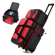 3 Ball Bowling Bags with Wheels and Shoes Compartment, Roller with Multipocke...