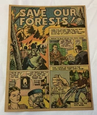 1946 cartoon page ~ SAVE OUR FORESTS ~ fire prevention