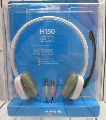 NEW Logitech H150 Wired Headset, Stereo Headphones White with Rotating Noise
