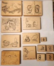 Vintage House Mouse Rubber Stamp Lot of 13 Stampa Rosa Sewing Bird Mice