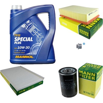 MANN-FILTER Inspektionspaket MANNOL 5 L 10W-30 Special Plus für Audi A6 S6 Turbo