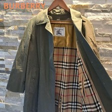 BURBERRY Nova Check Trench Coat Taupe Olive Long Authentic Vintage Edition