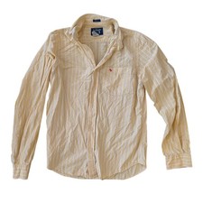 Vintage Y2K Abercrombie  Fitch Men's Muscle Fit Button Down Yellow Stripe- L