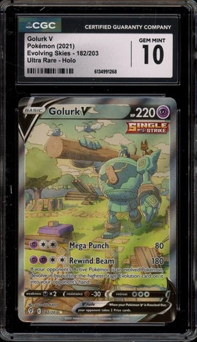 Pokemon Golurk V Evolving Skies Full Alt Art #182 CGC 10 Gem Mint
