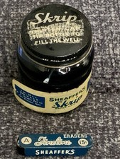 Vtg. Sheaffer's Writing Ink 42. & Deluxe Blue Ink & Fine line Erasers Tin.