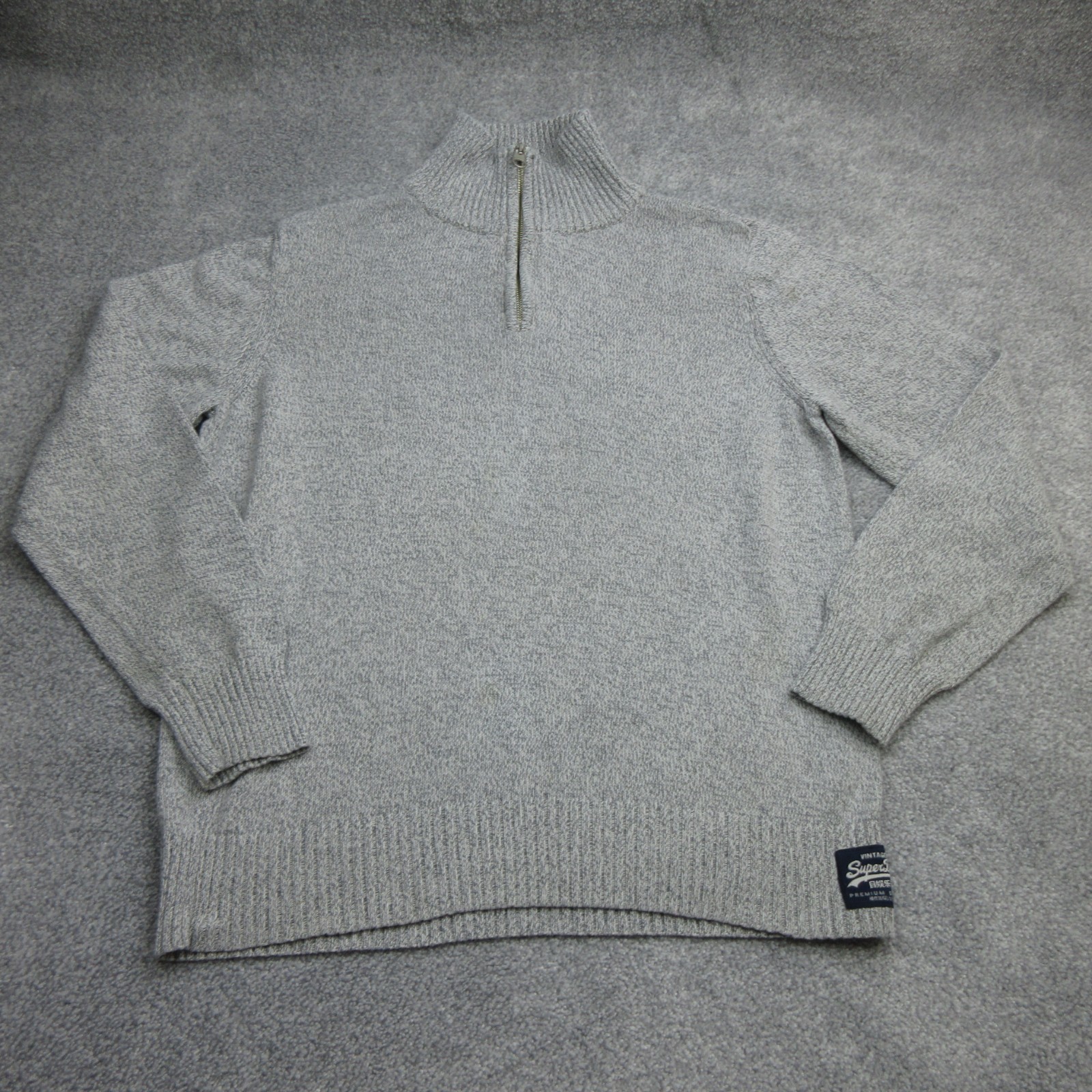 Superdry Pullover Herren XXL 2XL Grau Strickpullover Pulli 1/4 Zip Lagenlook 7193 Superdry Pullover Herren XXL 2XL Grau Strickpullover Pulli 1/4 Zip Lagenlook 7193