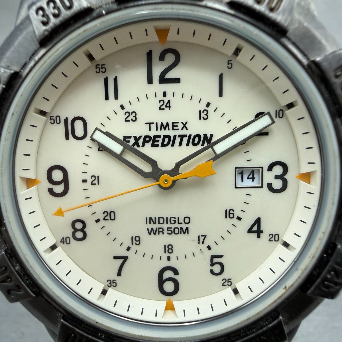 Timex Expedition Watch Men 44mm Cream Dial Black Tone Date T49990