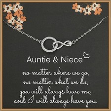 Auntie Niece Necklace, 925 Sterling Silver Infinity CZ Circle Necklace, Mother  S