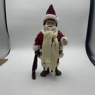 Kurt S. Adler Fabriche, Santa Statue, With Scarf Holding Belt 12.5  Tall KSA