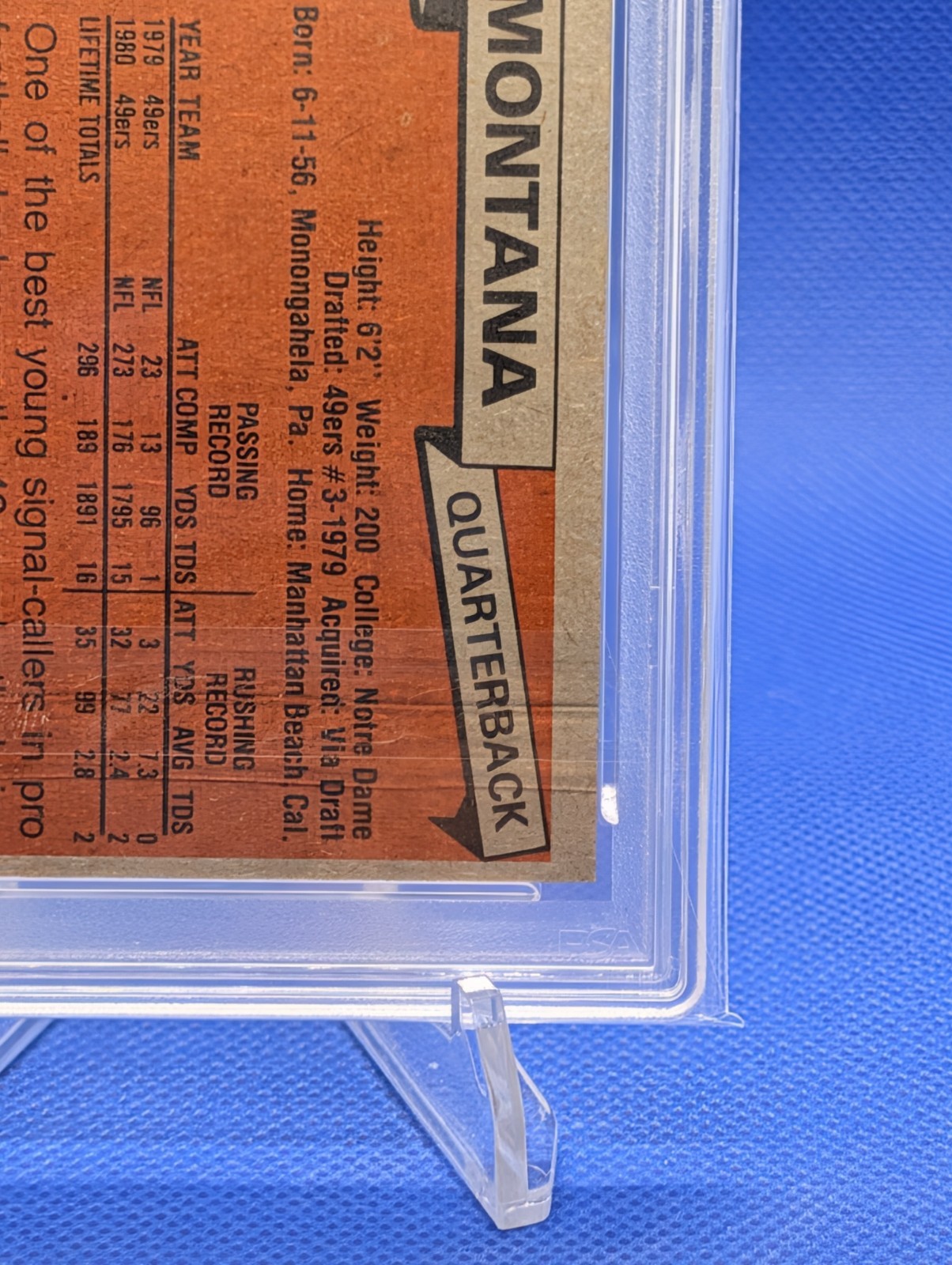 1981 Topps #216 Joe Montana Rookie Card RC HOF San Francisco 49ers PSA 5 EX view 3