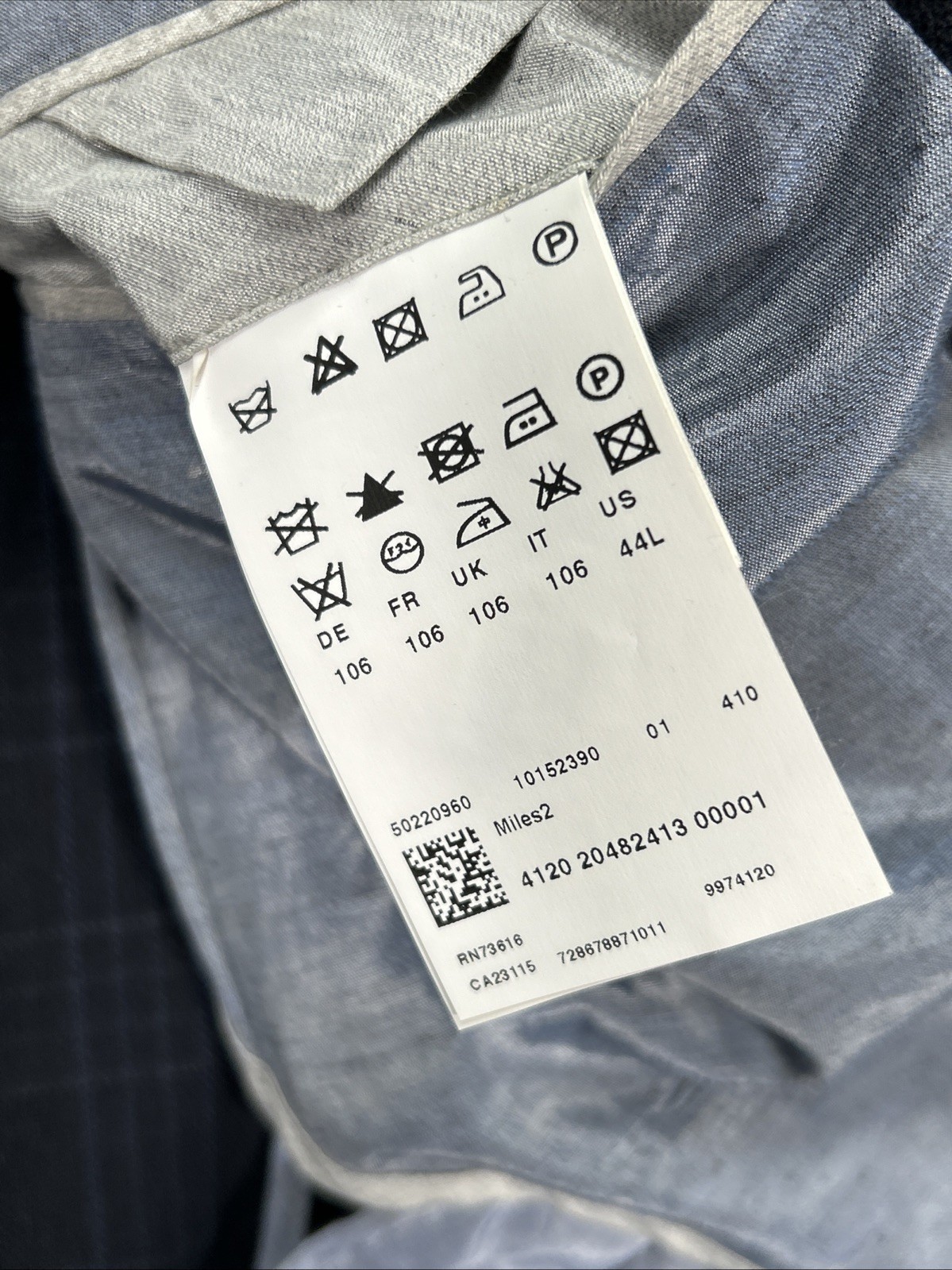 Hugo Boss Cotton Linen Windowpane Plaid Sport Coat Blazer Navy 44L Unstructured thumbnail 9