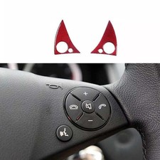 Steering Wheel Button Frame Real Red Carbon Cover Trim For Benz C~Class 07~2010