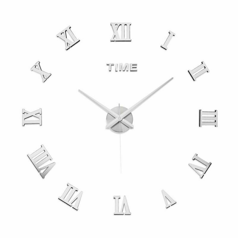 Modern Large Wall Clock 3D Mirror Sticker Unique Number Watch DIY Decor Home USA