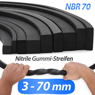NBR 70 Vollgummi Gummistreifen, 3mm-30mm Dicke, 4mm-70mm Breite - WÄHLEN