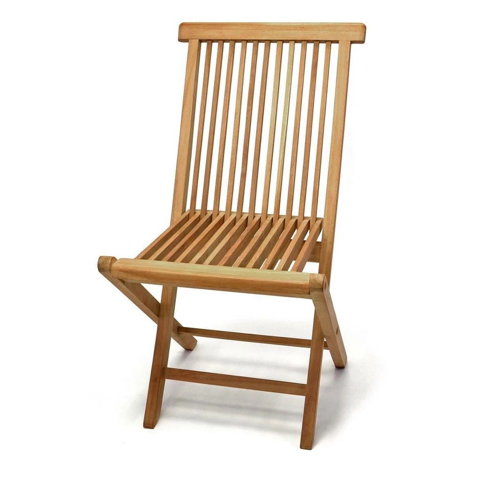 DIVERO 3 tlg. Balkonset Garten-Set Klappstuhl Tisch rund Ø 60cm Teakholz Balkon - Bild 2 von 4