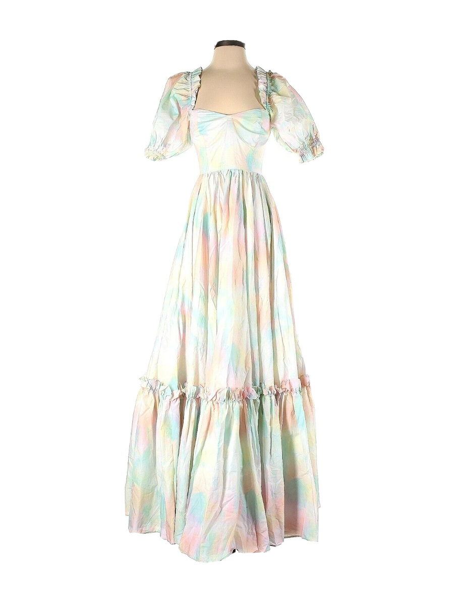 white christmas dresses Rainbow Cotton Smock Dress L